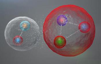 two spheres showing loosely-bound quarks